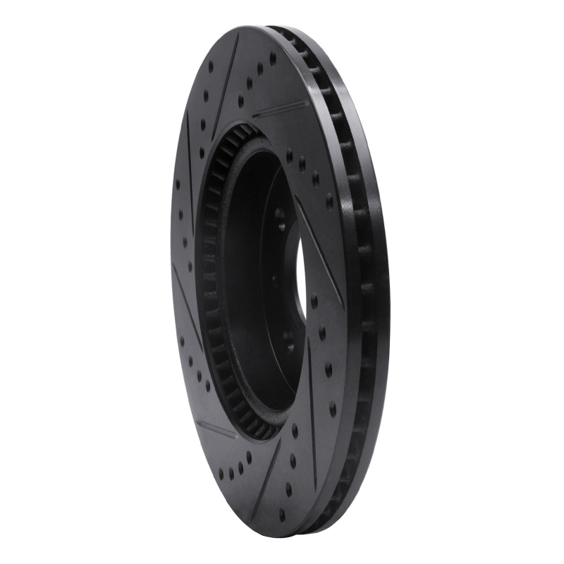 Hyundai Accent Brake Rotor (1) - Front Right - R1 Concepts - Drilled & Slotted - Black - `12-`23